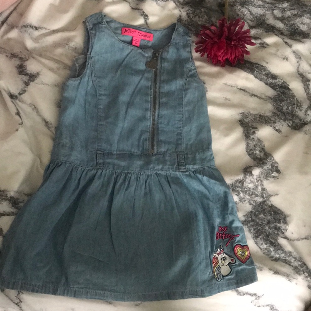 girls toddler Betsey Johnson denim patch dress